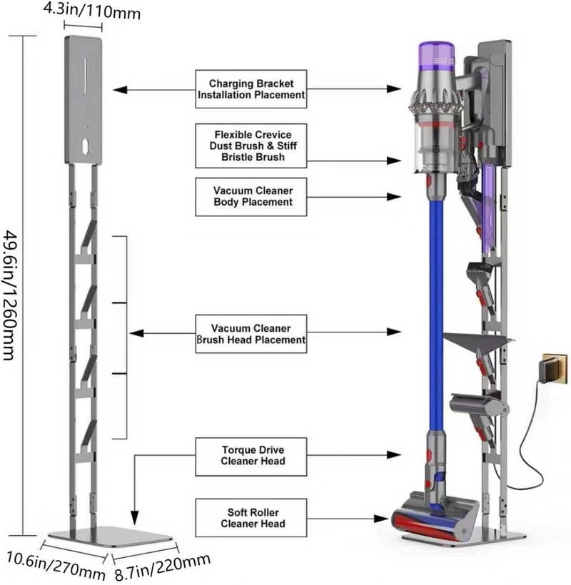 AIKOLZON Vacuum Stand for Dyson V15 V11 V10 V9 V8 V7 V6 DC30 DC31 DC34 DC35 DC58 DC59 DC62 DC74 Handheld Cordless Vacuum Cleaner - Image 4